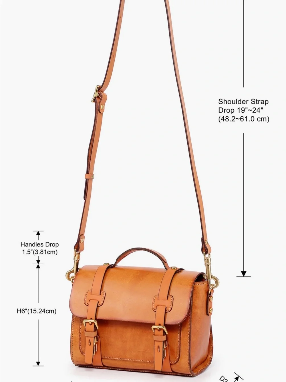Classic Structured Crossbody Satchel in Caramel